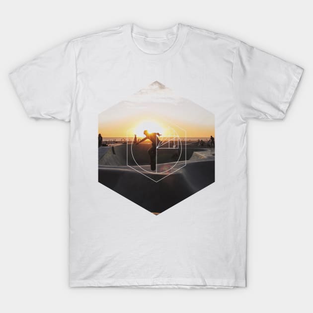 Sunset Skateboard Geoemtric Photography T-Shirt by deificusArt